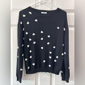 Cocobleu Cashmere Infused Heart Embellished Sweater Size S Minimalist Preppy